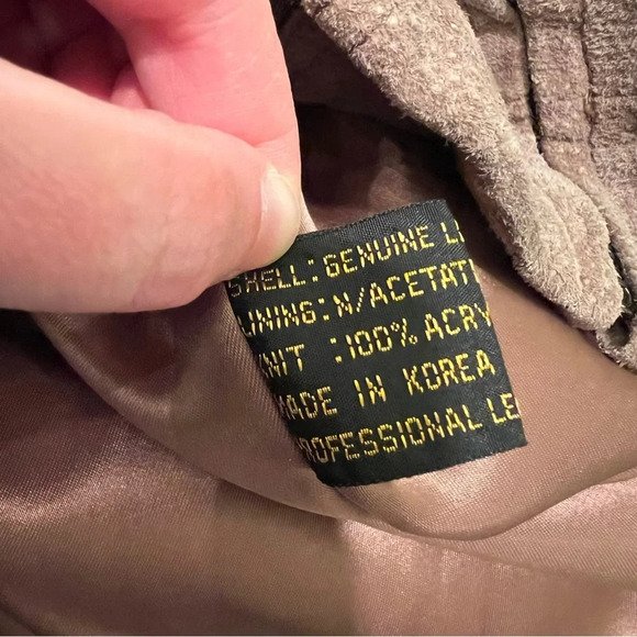 Vintage Nieman Marcus Suede Leather Bomber Jacket Tan Size 40 US L Made in Korea - Picture 6 of 7